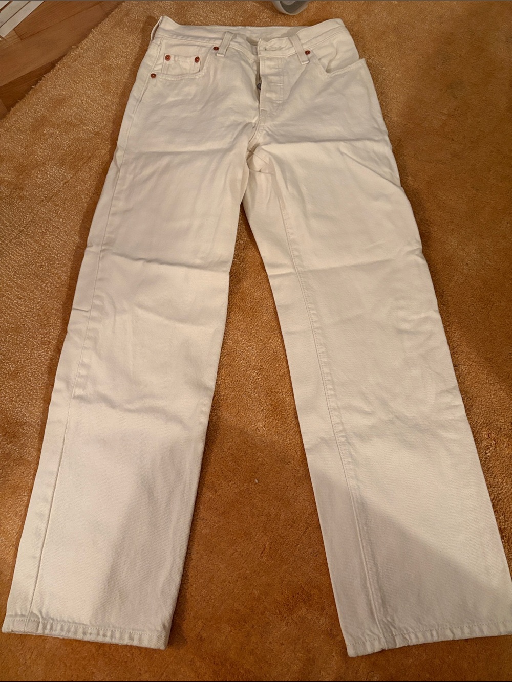 Levi's 501 90s Straight Leg Jeans in Off-White Ecru